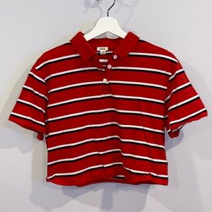 garage red striped collared t-shirt size M